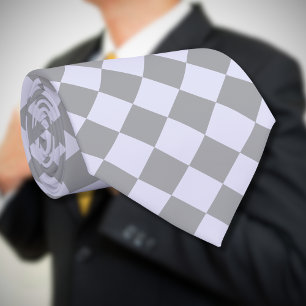 Diamond pattern in grey and lavender tie