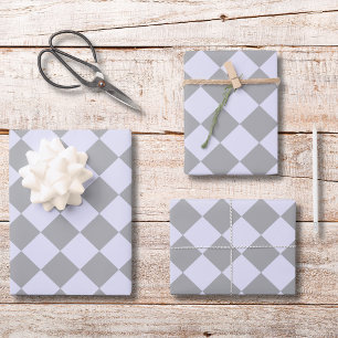Diamond pattern in grey and lavender wrapping paper sheet