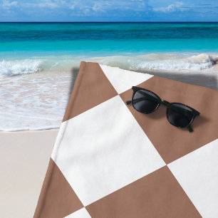 Diamond Pattern in White and Mocha Mousse Beach Towel