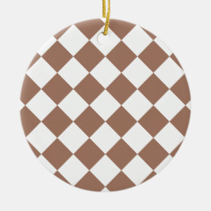 Diamond Pattern in White and Mocha Mousse Ceramic Tree Decoration