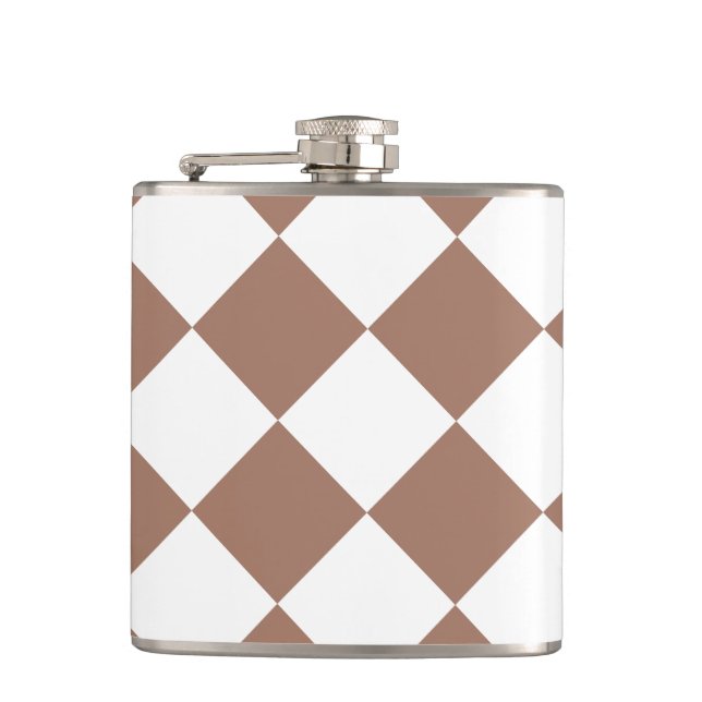 Diamond Pattern in White and Mocha Mousse Hip Flask (Front)