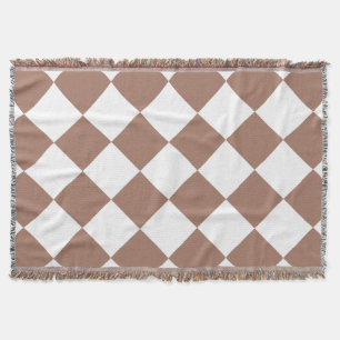 Diamond Pattern in White and Mocha Mousse Throw Blanket