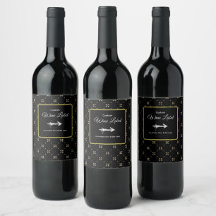 Diamond Pattern on Black Custom Wine Label