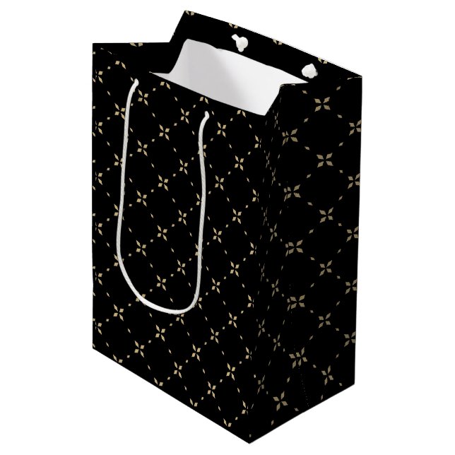 Diamond Pattern on Black Gift Bag (Front Angled)