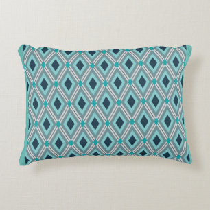 Diamond Pattern on Teal Background Decorative Cushion