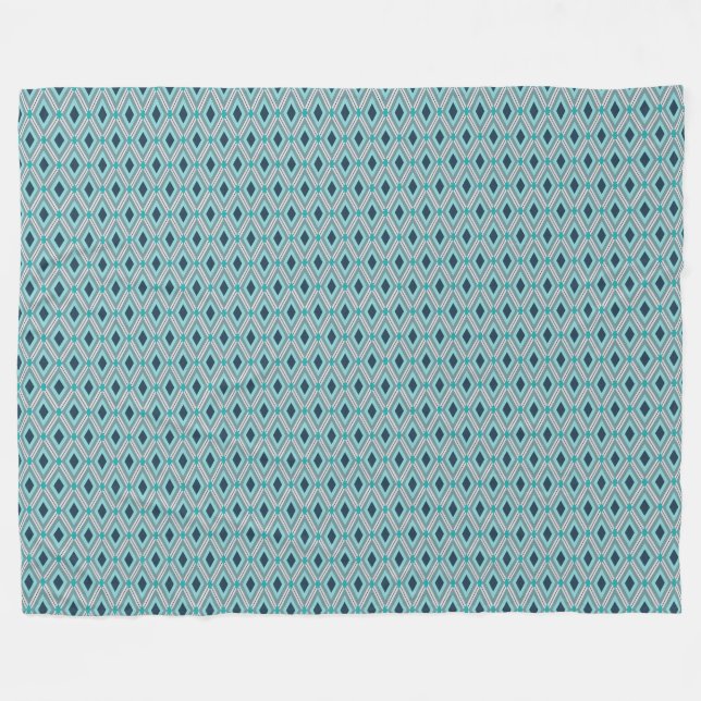 Diamond Pattern on Teal Background    Fleece Blanket (Front (Horizontal))