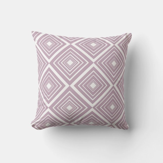 Diamond Pattern Purple and White Cushion (Front)