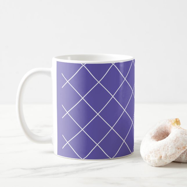 Diamond Pattern purple Coffee Mug (With Donut)