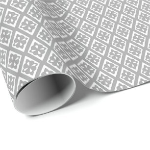 Diamond pattern - silver grey and white wrapping paper
