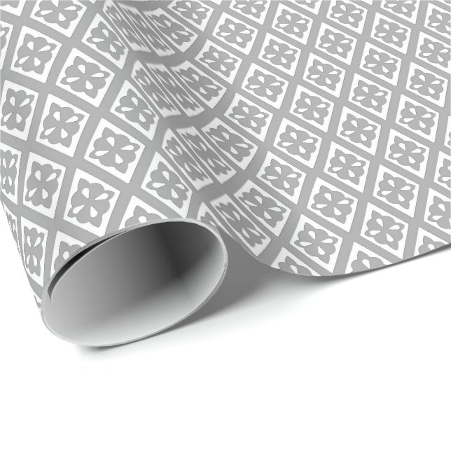 Diamond pattern - silver grey and white wrapping paper (Roll Corner)
