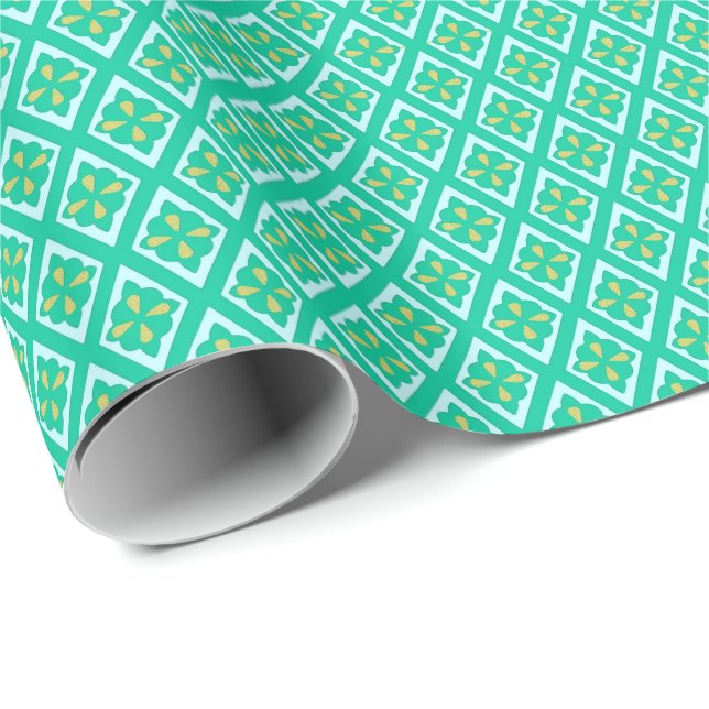 Diamond pattern - teal green and aqua wrapping paper (Roll Corner)