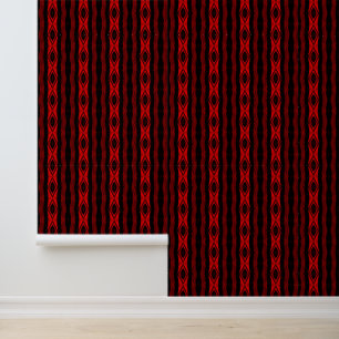 Diamond Pattern Vertical Stripe Red Black Wallpaper