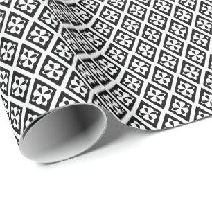 Diamond pattern - white and black wrapping paper