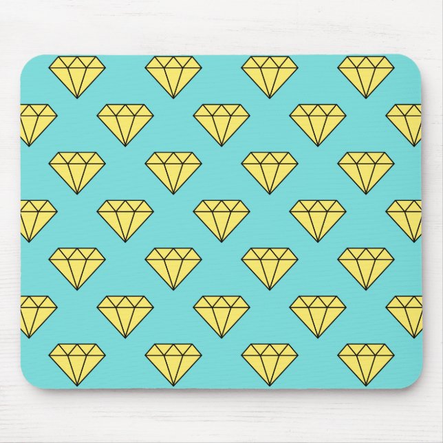 Diamond Pattern - Yellow & Turquoise Mouse Mat (Front)