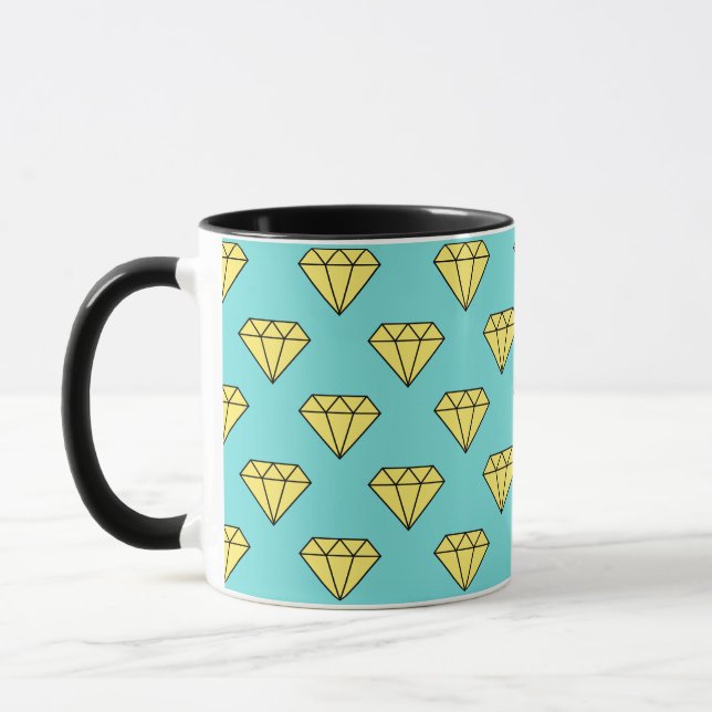 Diamond Pattern - Yellow & Turquoise Mug (Left)
