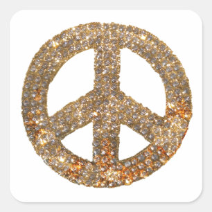 Diamond Peace Sign Square Sticker
