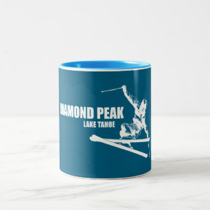 Diamond Peak Lake Tahoe Skier Two-Tone Coffee Mug