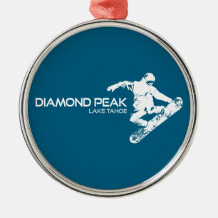 Diamond Peak Lake Tahoe Snowboarder Metal Tree Decoration