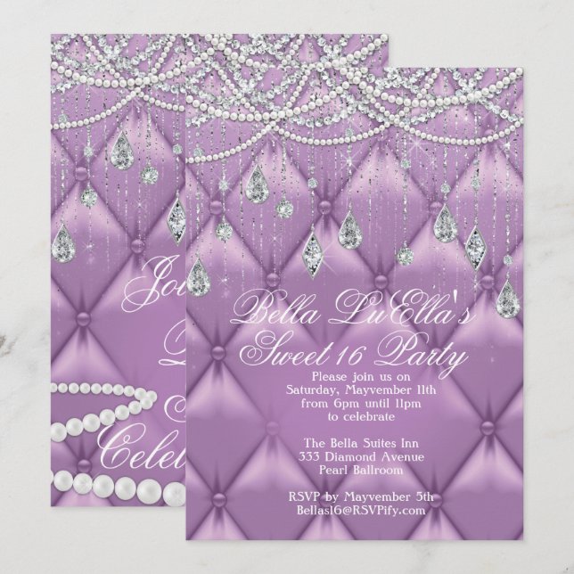 Diamond, Pearls and Bling Party Invitations (Front/Back)