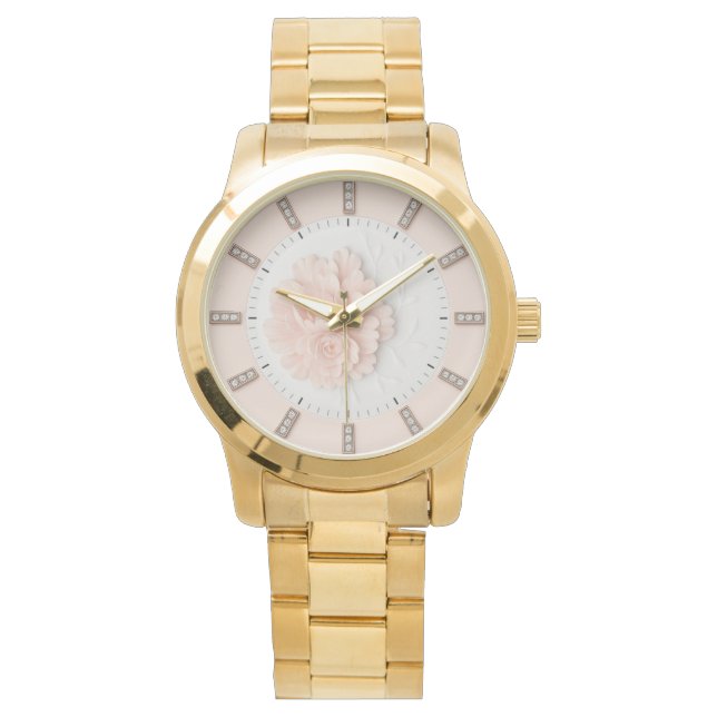 Diamond Peony Pastel Pink Watch (Front)