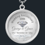 Diamond Personalised 10th Anniversary Gift to Wife Silver Plated Necklace<br><div class="desc">Diamond Personalised 10th Anniversary Gift to Wife Looking for a special way to celebrate 10 years of love with your wife? Our Diamond Personalised 10th Anniversary Gift is the perfect choice! This beautiful gift features a stunning diamond pendant that can be engraved with your wife's name, initials or a special...</div>