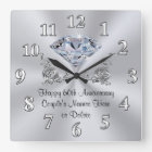 Diamond Personalised 60th Anniversary Gifts CLOCK