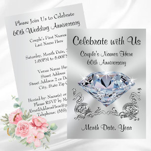 Diamond Personalised, 60th Anniversary Invitations
