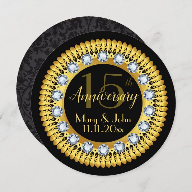 Diamond Personalised Anniversary Party Invitation (Front/Back)