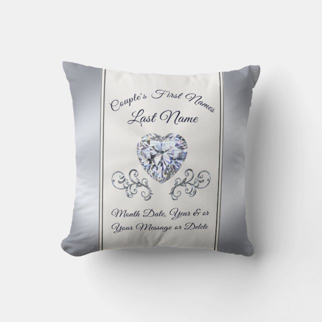 Diamond Personalised Pillows for Wedding Gift (Front)