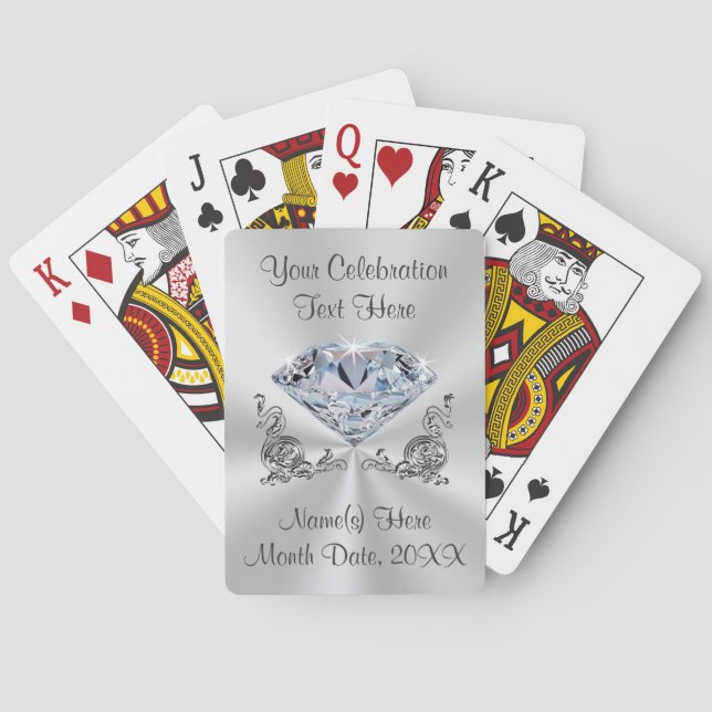 Diamond Personalised Wedding Gifts for Guests Playing Cards (Back)