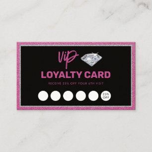 Diamond Pink Glitter Loyalty Card Customer Rewards