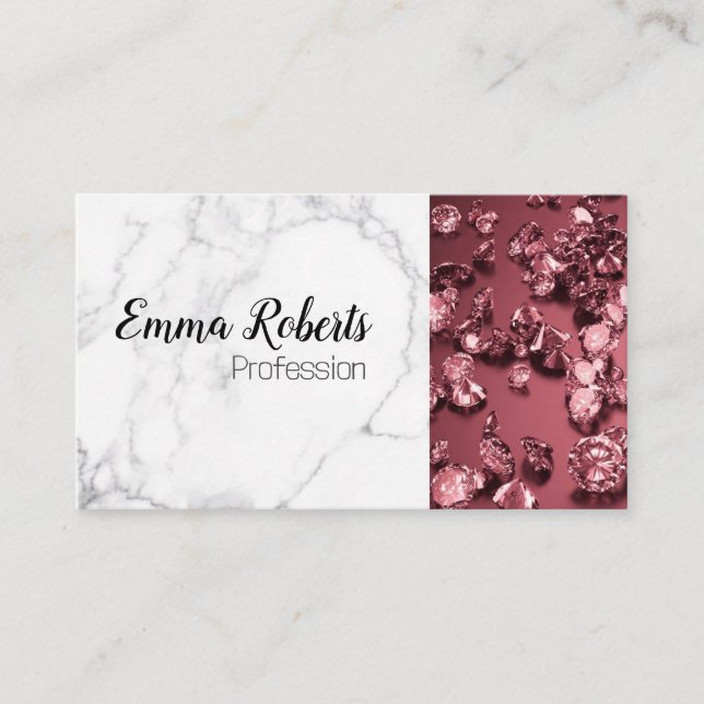 Diamond Pink Marble Business Card (Front)
