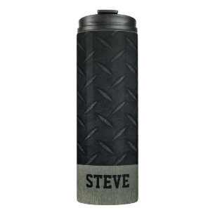 Diamond Plate and Silver Personalised Tough Thermal Tumbler