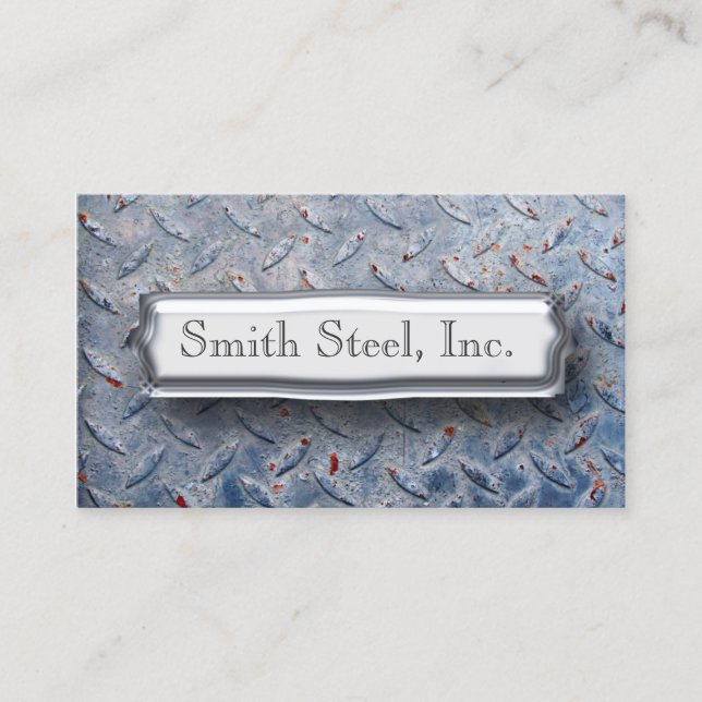 Diamond Plate Blue Business Card (Front)