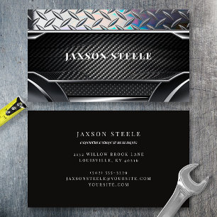 Diamond Plate Carbon Fibre Industrial Business Card