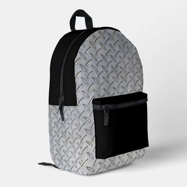 Diamond Plate Design Printed Backpack (Back Corner Left)