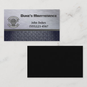 Diamond Plate Metal Handyman Maintenance Business Card