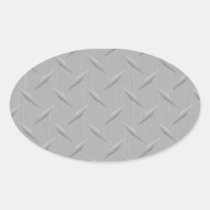 Diamond Plate Metal Oval Sticker