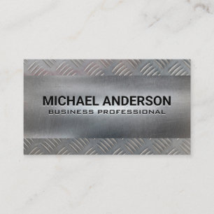 Diamond Plate Metal Steel   Industrial Business Card