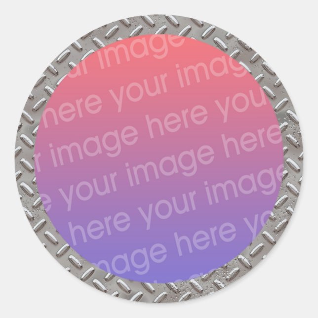 diamond plate photo frame classic round sticker (Front)