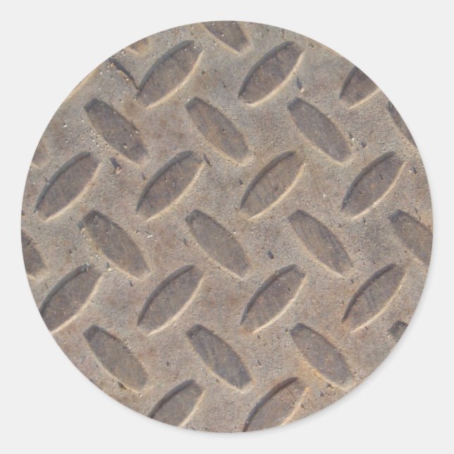 Diamond Plate Steel Floor Classic Round Sticker (Front)