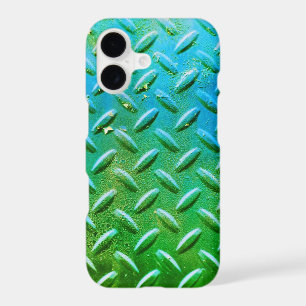 Diamond Plate Steel Green and Blue