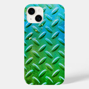 Diamond Plate Steel Green and Blue Case-Mate iPhone 14 Case