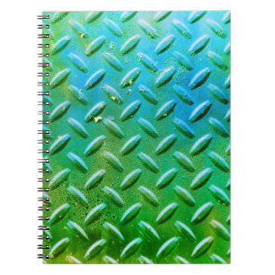 Diamond Plate Steel Green and Blue Notebook