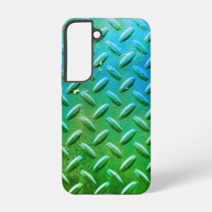 Diamond Plate Steel Green and Blue Samsung Galaxy Case