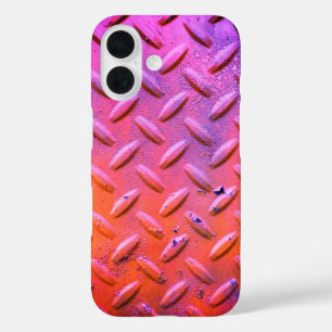 Diamond Plate Steel Purple and Orange iPhone 16 Case