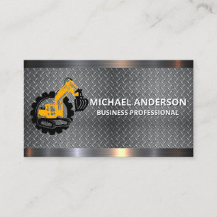 Diamond Plated Steel   Construction Machinery Business Card