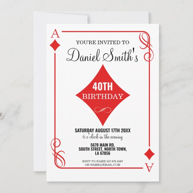 Diamond Playing Card Birthday Ace Las Vegas Casino (Front)