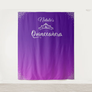 Diamond Princess Crown Quinceañera Backdrop Tapestry