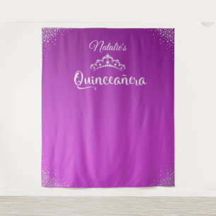 Diamond Princess Crown Quinceañera Backdrop Tapestry